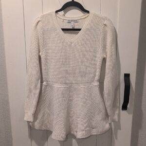 Girl with Curves Elegant Ivory Knit Peplum Sweater Size Small